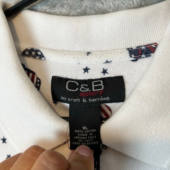 Vintage All Over Print Golf Theme Polo Shirt USA Patriotic Golf Bag Sz XL Cotton - Picture 5 of 6